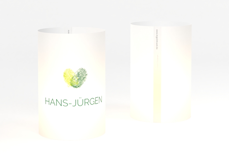 Windlicht Hochzeit Fingerprint Windlicht gruen hochglanz schlicht mit Fingerabdruck-Motiv