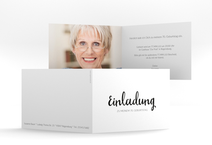 Einladungskarte "Handwriting" A6 Klappkarte quer