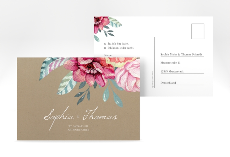 Antwortkarte Hochzeit "Blooming" A6 Postkarte