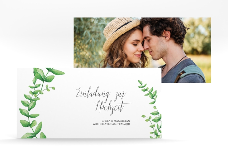 Hochzeitseinladung Botanic Einsteckkarte weiss hochglanz