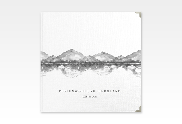Gästebuch Selection Ferienwohnung Bergland Leinen-Hardcover grau mit Gebirgslandschaft