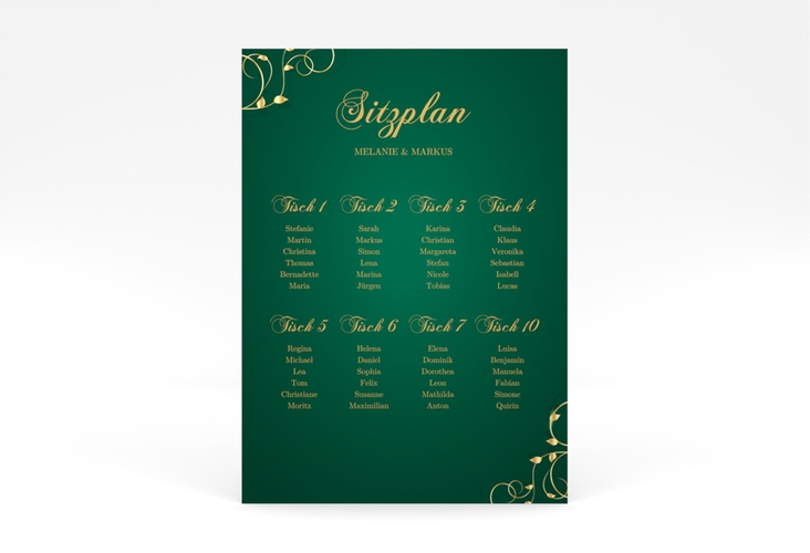 Sitzplan Poster Hochzeit Eternity 50 x 70 cm Poster gruen