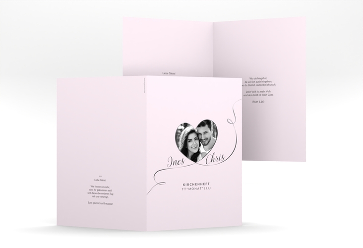 Kirchenheft Hochzeit Dolce A5 Klappkarte hoch rosa