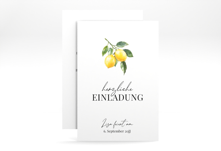 Einladung Geburtstag Citrus A6 Karte hoch weiss