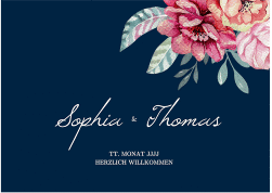 Klick: Details zu Willkommensschild Hochzeit "Blooming" anzeigen Willkommensschild Hochzeit Blooming 70 x 50 cm Poster blau