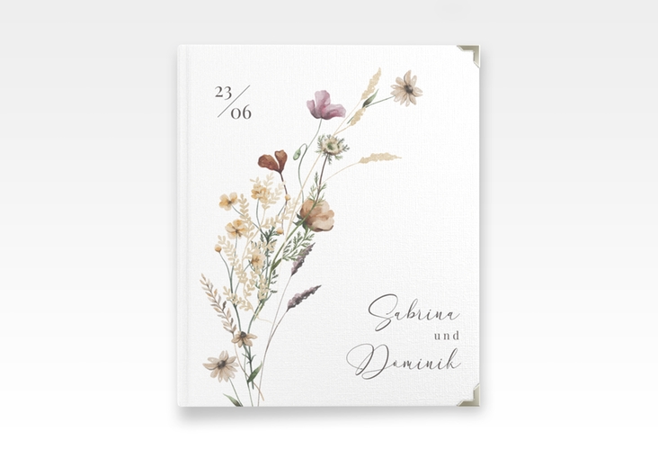 Hochzeitsalbum Sauvages 21 x 25 cm mit getrockneten Wiesenblumen