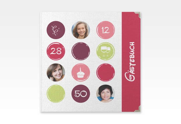 Gästebuch Selection Geburtstag Circles Leinen-Hardcover pink