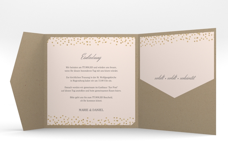 Hochzeitseinladung Glitter Pocketfold rosa