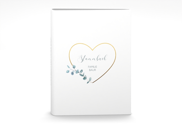 Stammbuch A5 Greenheart Stammbuch A5 mit elegantem Herz und Eukalyptus-Zweig