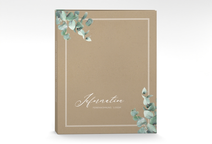 Gästemappe Ferienwohnung A4 Loggia Gästemappe A4 Kraftpapier mit Eukalyptus-Zweigen
