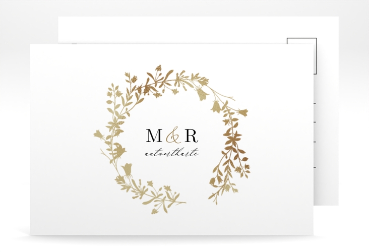 Antwortkarte Hochzeit Filigree A6 Postkarte weiss