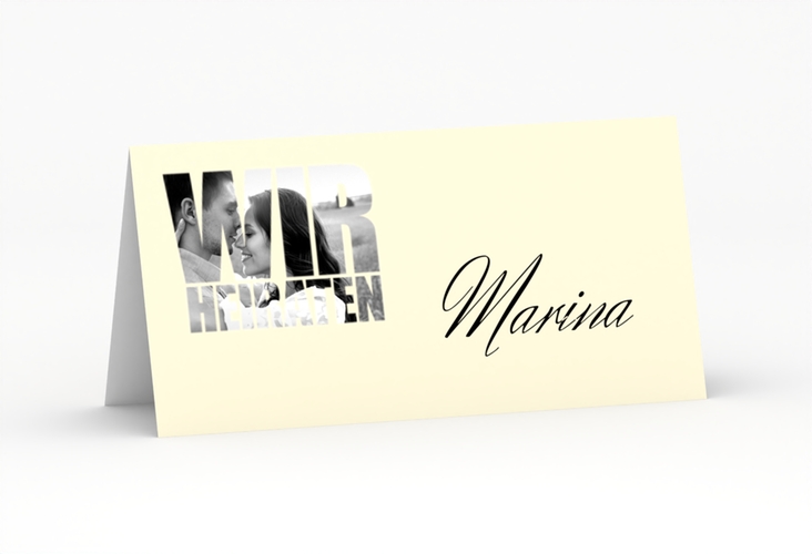 Tischkarte Hochzeit Letters Tischkarten beige hochglanz