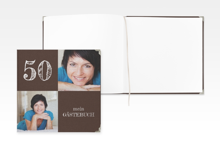 Gästebuch Selection Geburtstag Lebensfreude Leinen-Hardcover braun
