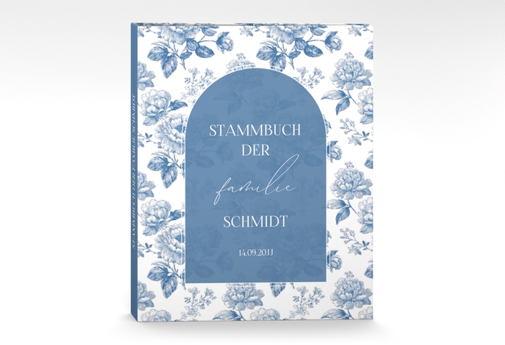 Stammbuch A4 Blue Floral Stammbuch A4 blau mit blauem Blumenmuster auf weißem Grund