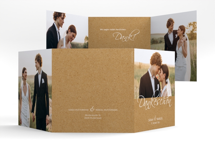 Dankeskarte Hochzeit Big Picture quadr. Doppel-Klappkarte mit Foto des Brautpaars