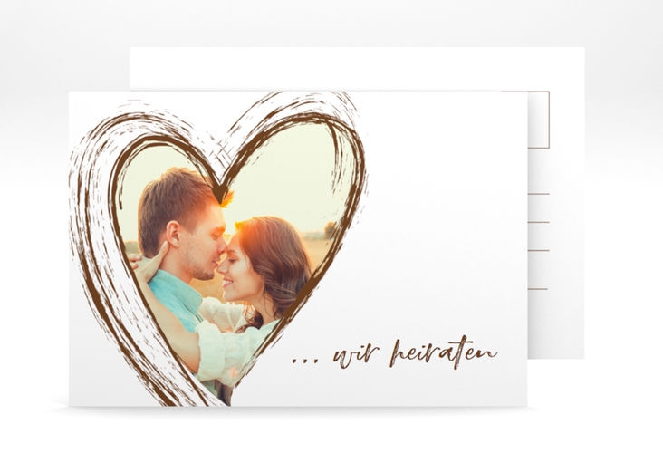 Verlobungskarte Hochzeit Liebe A6 Postkarte braun