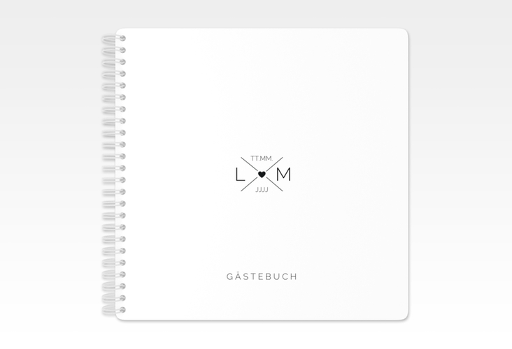 Gästebuch Hochzeit Initials Ringbindung mit Initialen im minimalistischen Design