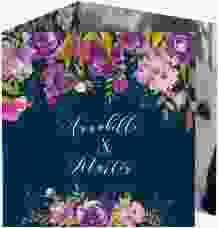 Dankeskarte Hochzeit Violett quadr. Doppel-Klappkarte blau