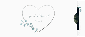Klick: Details zu Hochzeitseinladung "Greenheart" anzeigen Hochzeitseinladung Greenheart Einsteckkarte grau mit elegantem Herz und Eukalyptus-Zweig