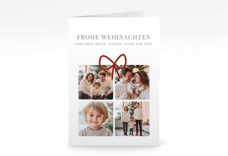 Weihnachtskarte Weihnachtsgeschenk A6 Klappkarte hoch mit Tanne und Stechpalme im Schiefertafel-Look