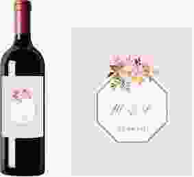 Weinetikett zur Hochzeit "Prachtvoll" Etikett Weinflasche 4er Set rosa