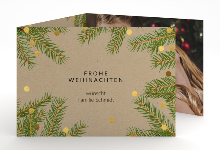Weihnachtskarte Advent A6 Doppel-Klappkarte Kraftpapier