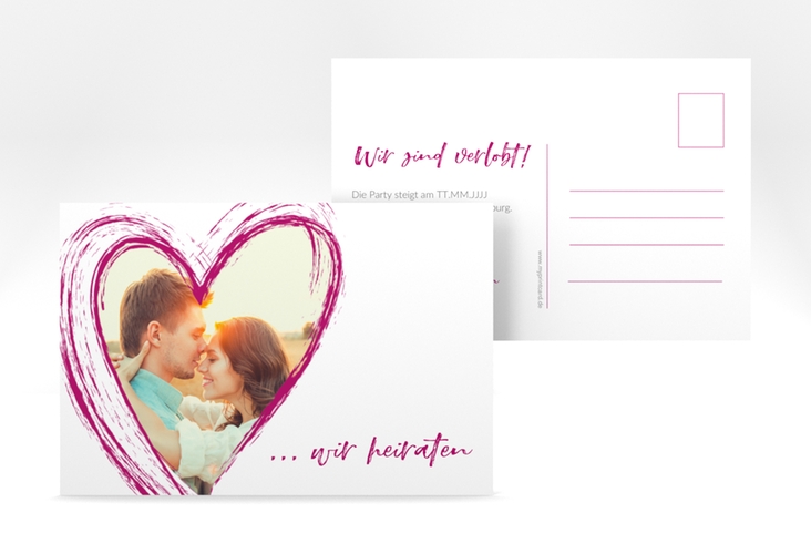 Verlobungskarte Hochzeit Liebe A6 Postkarte pink