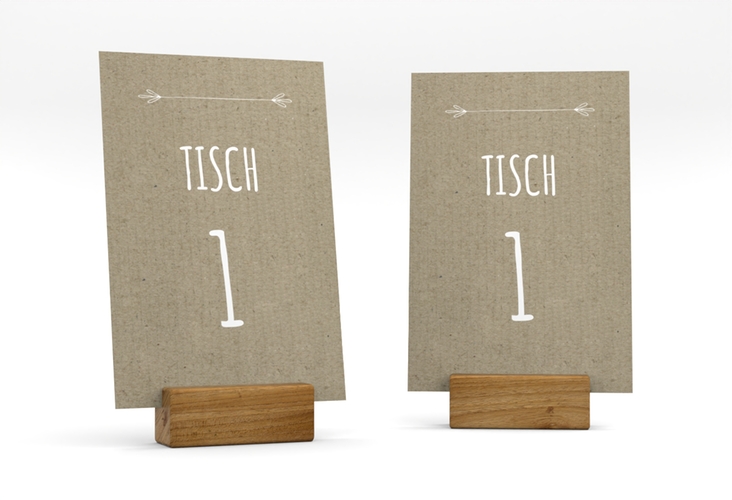 Tischaufsteller Hochzeit Shabby Tischaufsteller Kraftpapier