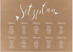 Klick: Details zu Sitzplan Poster Hochzeit "Inlove" anzeigen Sitzplan Poster Hochzeit Inlove 70 x 50 cm Poster kraftpapier