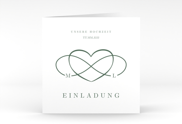Hochzeitseinladung Infinity quadr. Klappkarte gruen