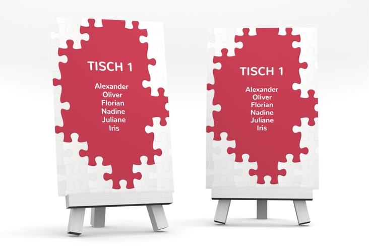 Tischaufsteller Hochzeit Puzzle Tischaufsteller rot