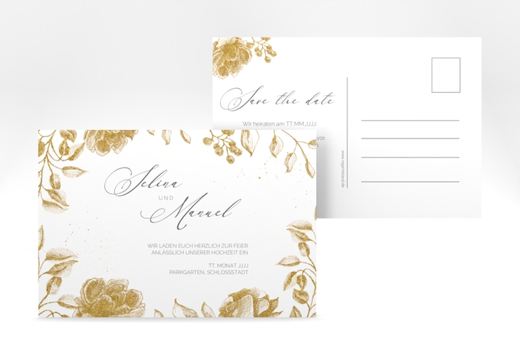 Save the Date-Postkarte Blattgold A6 Postkarte gold