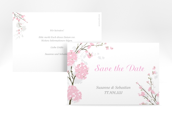 Save the Date-Karte Hochzeit Salerno A6 Karte quer rosa hochglanz