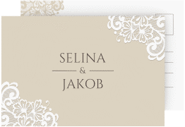 Klick: Details zu Verlobungskarte Hochzeit "Vintage" anzeigen Verlobungskarte Hochzeit Vintage A6 Postkarte beige mit floraler Spitze