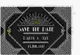Save the Date-Postkarte Gatsby A6 Postkarte schwarz im 20er-Jahre-Stil