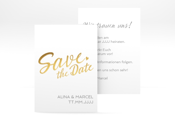 Save the Date-Visitenkarte Glam Visitenkarte hoch weiss hochglanz