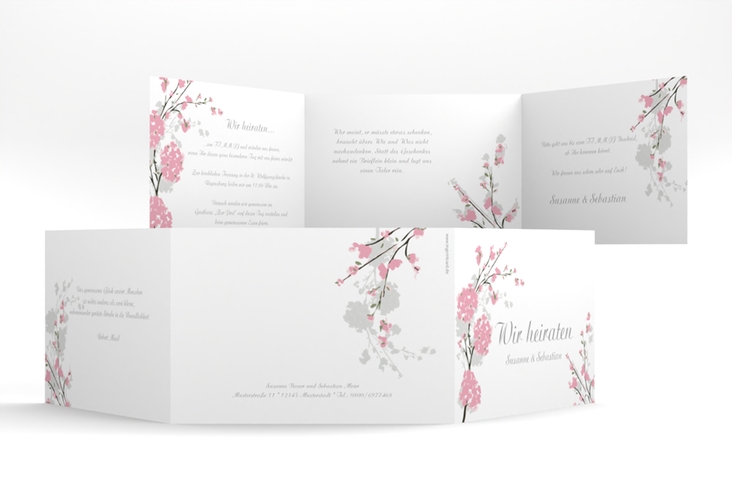 Hochzeitseinladung Salerno A6 Doppel-Klappkarte rosa hochglanz
