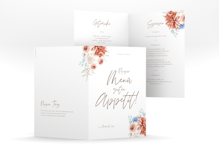 Menükarte Hochzeit Flowercloud A5 Klappkarte hoch bunt