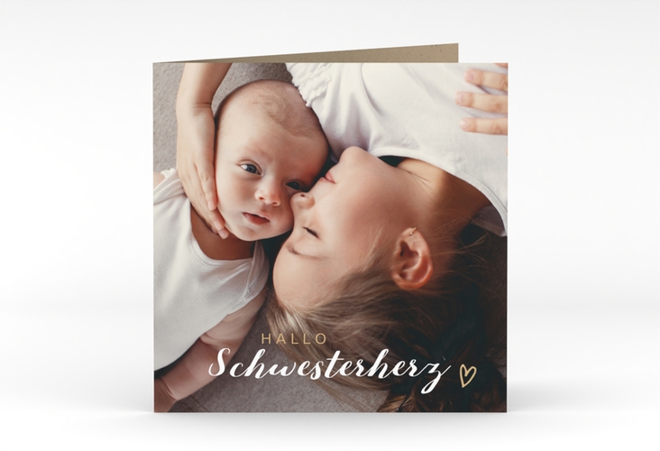 Geburtskarte Schwesterherz quadr. Klappkarte