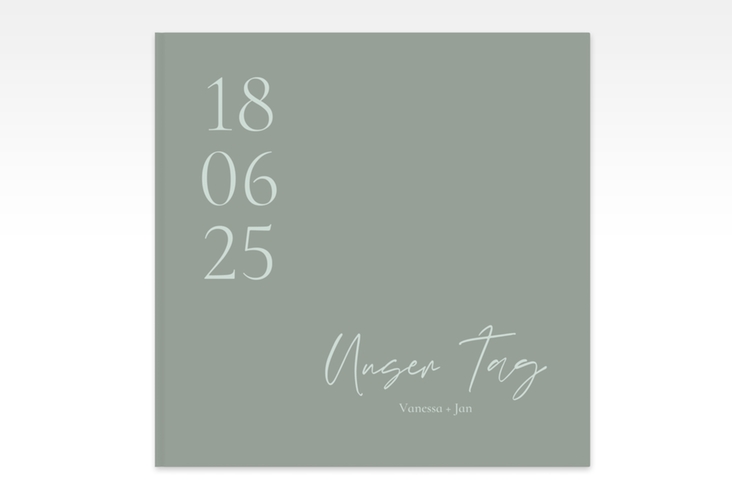 Gästebuch Creation Day 20 x 20 cm, Hardcover mit Datum im minimalistischen Design