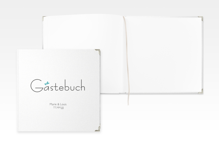 Gästebuch Selection Hochzeit Twohearts Leinen-Hardcover tuerkis