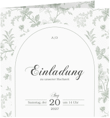 Klick: Details zu Hochzeitseinladung "Très Chic" anzeigen Hochzeitseinladung Très Chic quadr. Klappkarte gruen