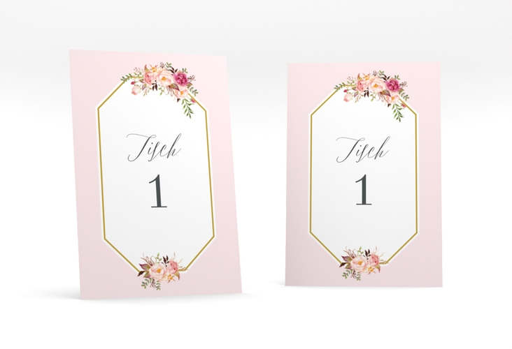 Tischnummer Hochzeit Prachtvoll Tischaufsteller rosa hochglanz