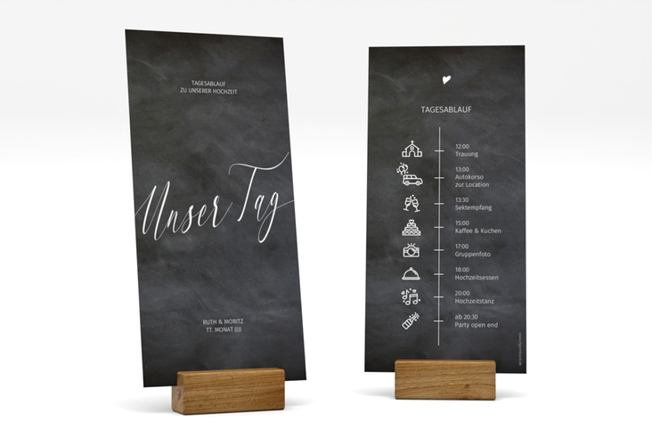 Tagesablauf Hochzeit Chalkboard lange Karte hoch