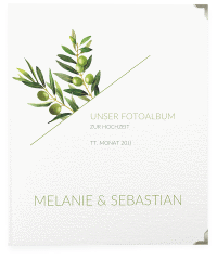 Klick: Details zu Hochzeitsalbum "Olivenzweig" anzeigen Hochzeitsalbum Olivenzweig 21 x 25 cm weiss