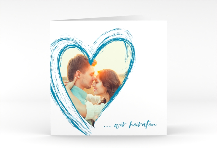 Hochzeitseinladung Liebe quadr. Klappkarte tuerkis hochglanz