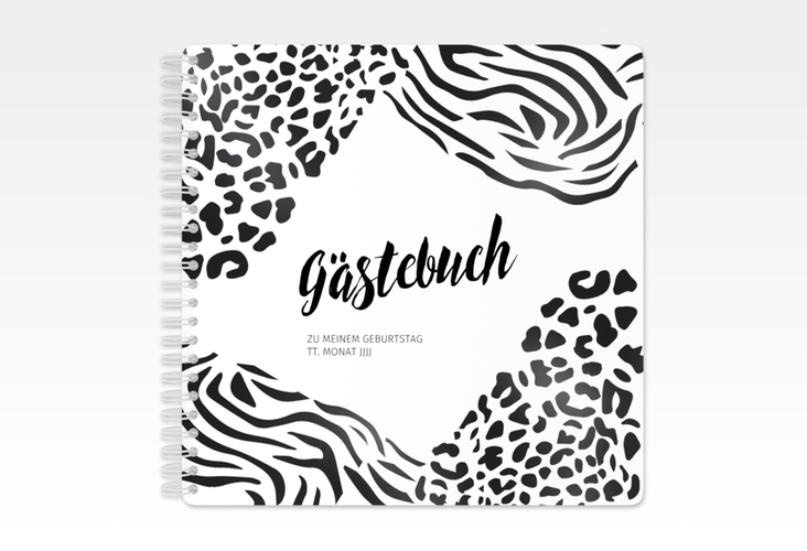 Gästebuch Geburtstag Wild Ringbindung mit Animal Print