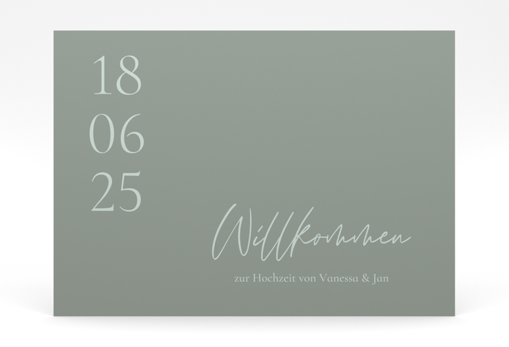 Willkommensschild Poster Day 70 x 50 cm Poster gruen mit Datum im minimalistischen Design