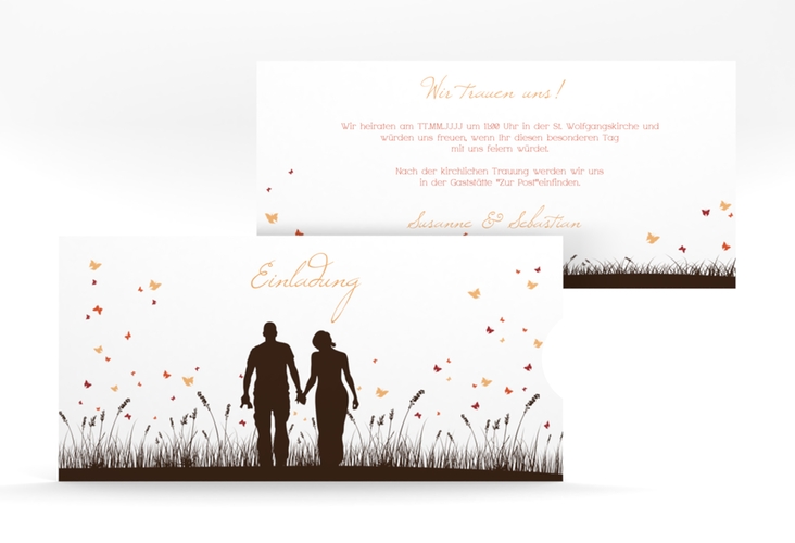 Einladung Hochzeit Rouen Einsteckkarte braun hochglanz