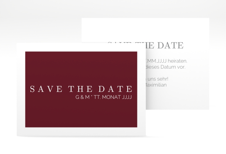 Save the Date-Visitenkarte Simply Visitenkarte quer rot hochglanz